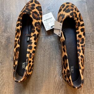 Zara leopard ballet flat new size 10